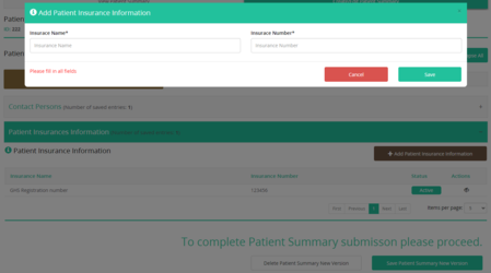 Figure 2.6: Add Patient Insurance Information.