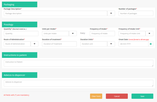 Figure 2.6: Add medical prescription details for the patient.