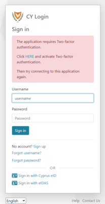 Figure 1.2: CY Login page. In case you haven't enabled two-factor authentication.