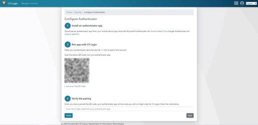 Figure 1.7: CY Login page. Configure Authenticator.