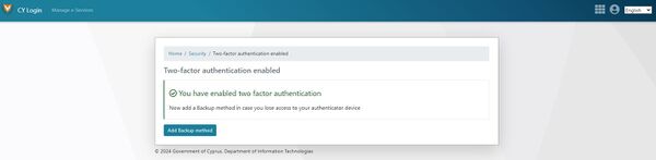 Figure 1.8: CY Login page. Two-factor authentication enabled.