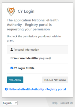 Figure 1.4: CY Login page. Personal Information Consent.