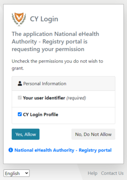 Figure 2.3: CY Login page. Personal Information Consent.