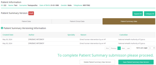 Figure 2.6: View historical data of the patient summary record.