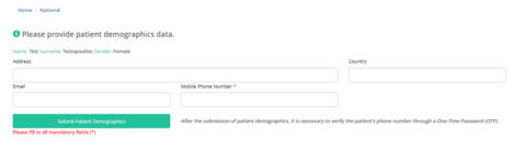 Figure 2.3: To search for a patient, the physician must enter the patient's ID number and date of birth.