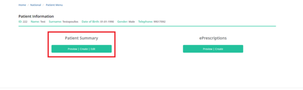 Figure 3.2.1: Select Patient Summary.