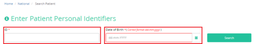 Figure 2.2: To search for a patient, the physician or pharmacist must enter the patient's ID number and date of birth.