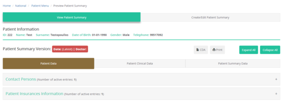 Figure 3.2.2: View Patient Summary.